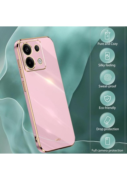 Xiaomi Redmi Note 13 Pro 4g Uyumlu Silikon Kılıf 3D Kamera Korumalı Arkası Renkli Kenarları Parlak Dore Tasarım Kapak modelleri