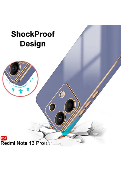 Xiaomi Redmi Note 13 5g Silikon Kılıf Kamera Korumalı Arkası Renkli Kenarları Parlak Dore Tasarım Kapak