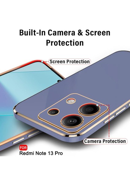 Xiaomi Redmi Note 13 5g Silikon Kılıf Kamera Korumalı Arkası Renkli Kenarları Parlak Dore Tasarım Kapak