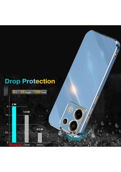 Xiaomi Redmi Note 13 4g Silikon Kılıf Kamera Korumalı Arkası Renkli Kenarları Parlak Dore Tasarım Kapak