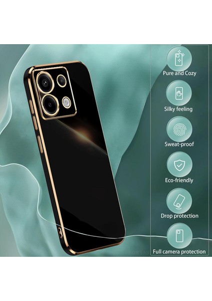 Xiaomi Redmi Note 13 5g Silikon Kılıf Kamera Korumalı Arkası Renkli Kenarları Parlak Dore Tasarım Kapak