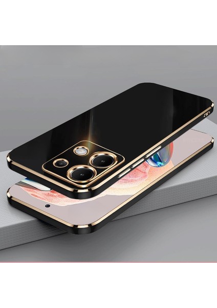 Xiaomi Redmi Note 13 Pro 5g Silikon Kılıf Kamera Korumalı Arkası Renkli Kenarları Parlak Dore Tasarım Kapak