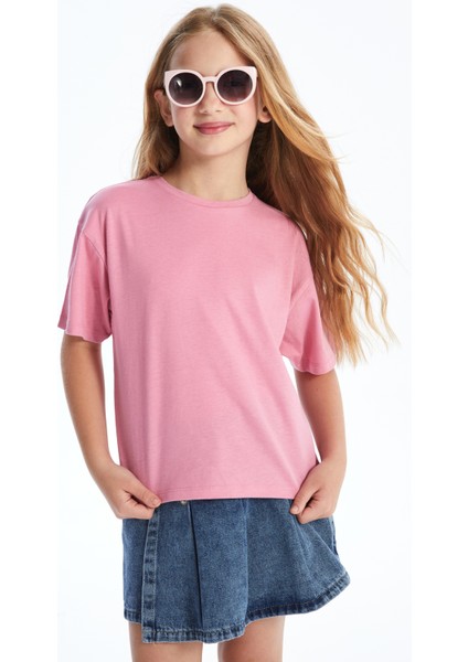 Natal Düz - Düz Örme T-Shirt - Pembe