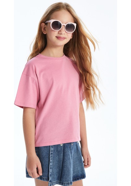 Natal Düz - Düz Örme T-Shirt - Pembe