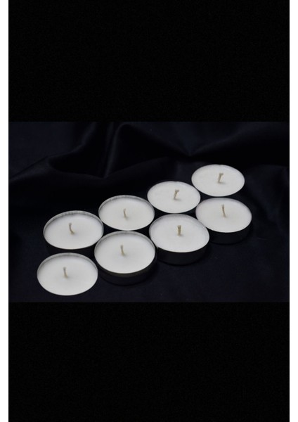 Küçük Standart Tealight Mum 8'li Kokusuz Beyaz Renkli-%100 Doğal Soya Wax