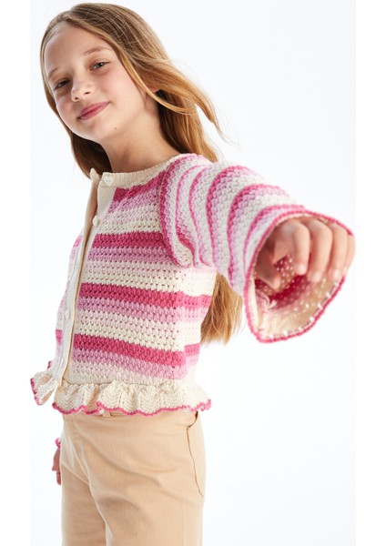 Oxford Pembe - Örgü Detaylı Çizgili Triko Bluz - Pembe Stripe fiyatları