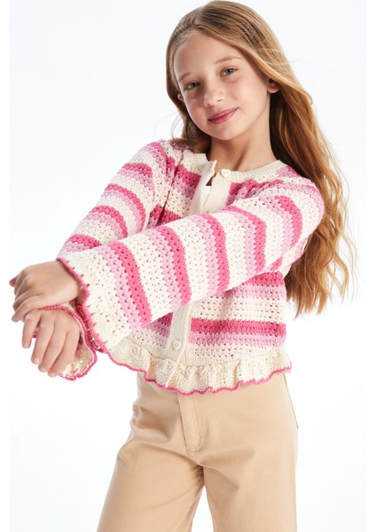 Oxford Pembe - Örgü Detaylı Çizgili Triko Bluz - Pembe Stripe modelleri