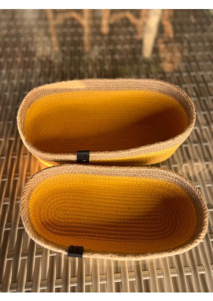 2li Oval Ekmek Sepeti / Organizer / Hasır Jüt Tress Sepet Hediyelik Supla Amerikan Servis Tamamlayıc