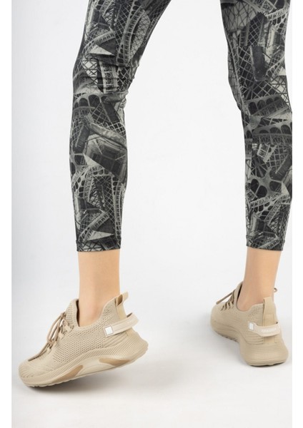 Çiğdem Kadın-Erkek Bez Triko Spor Ayakkabı - Bej - 39