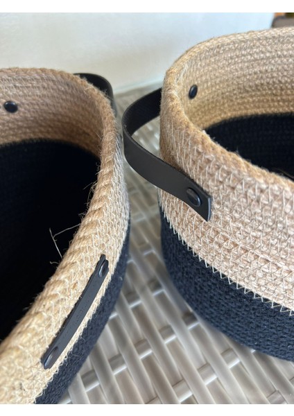 2li Jüt Oval Hasır Sepet Takımı Çok Amaçlı Düzenleyici Sepet Organizer /