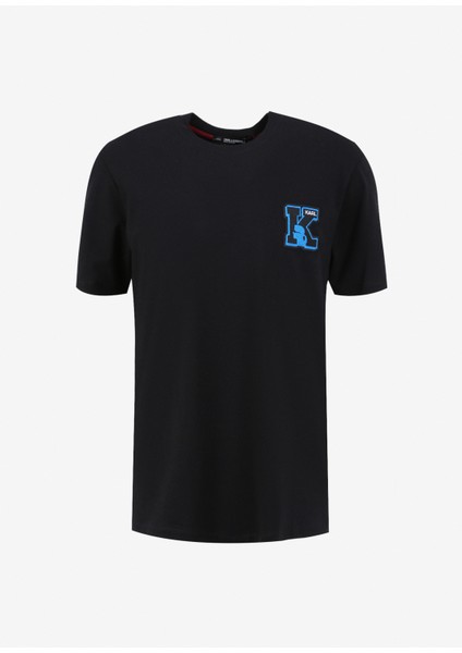 Bisiklet Yaka Baskılı Siyah Erkek T-Shirt 240M2204999