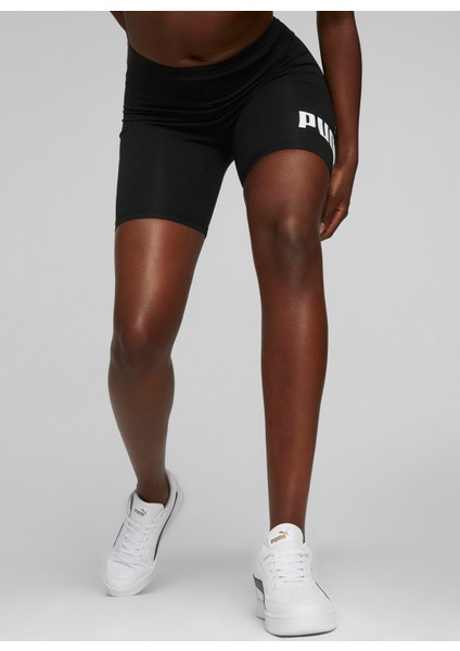 84834701 Ess Logo Short Leggings Siyah Kadın Lastikli Bel Normal Kalıp Tayt