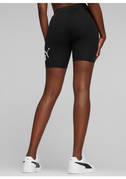 84834701 Ess Logo Short Leggings Siyah Kadın Lastikli Bel Normal Kalıp Tayt
