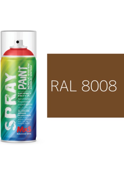 Extra Pigmentli Özel Yapım Akrilik Sprey Boya 400 ml (Kahverengi Tonları)(Araba-Metal-Ahşah-Plastik)