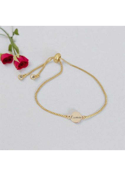 Yuvarlak 14 Ayar Altın Plakalı Esma Adına Hediye BILEKLIK-S.357882D.358012F.358142G.358272