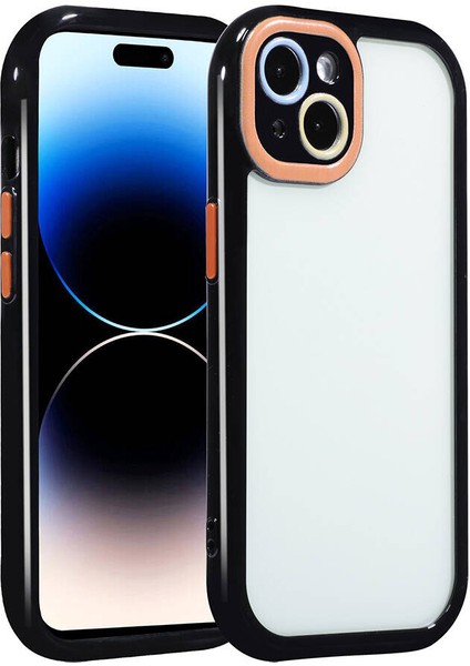 Apple iphone 14 Kılıf Renkli Silikon Kenarlı Arkası Şeffaf Kamera Korumalı Vitamin Kapak