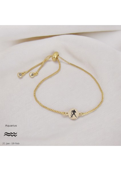 Yuvarlak 14 Ayar Altın Plakalı Şubat Ayı Doğümuna Özel BILEKLIK-T.359147Y.359159U.359171I.359183