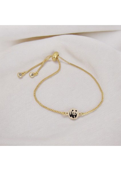 Yuvarlak 14 Ayar Altın Plakalı Panda Tasarımlı Hediye BILEKLIK-B.359831N.359888M.359945Q.1