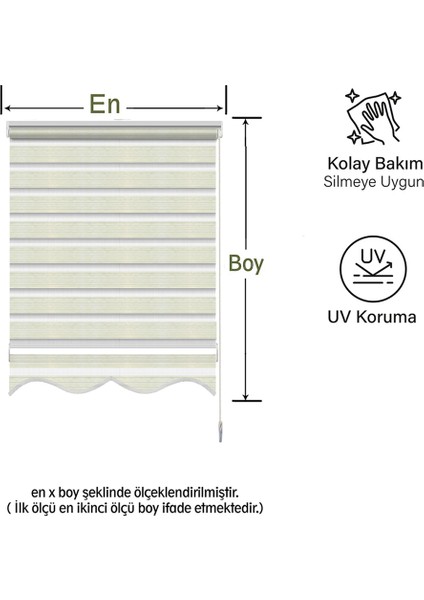 Binbir Perde Krem Pileli Dilimli Zebra Perde