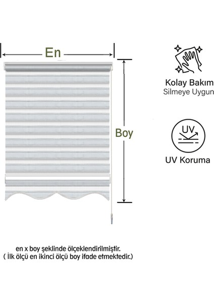 Gri Simli Pileli Dilimli Zebra Perde