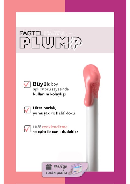 Dolgunlaştıran Dudak Parlatıcı Seti - Plump Up 203 + 207 + Togin Çanta Hediye