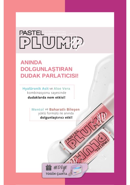 Dolgunlaştıran Dudak Parlatıcı Seti - Plump Up 203 + 207 + Togin Çanta Hediye