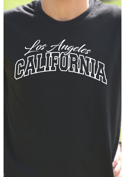 Çocukça Giy Çocukçagiy Los Angeles California  Baskılı Çocuk Pamuklu Bisiklet Yaka Tshirt