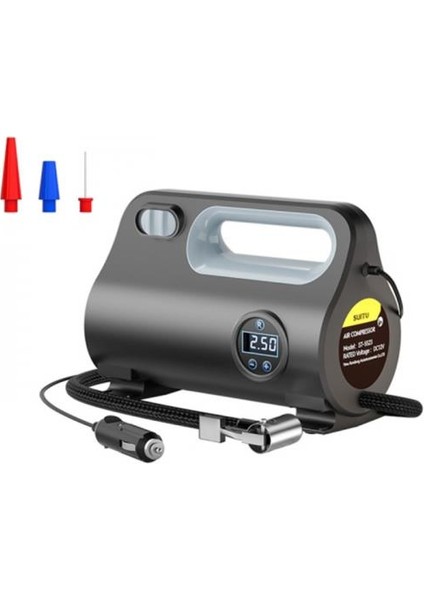 Polham 120W Süper Güçlü Taşınabilir Lastik Pompası,3mt Kablolu Basınç Göstergeli, Işıklı Hava Kompresörü