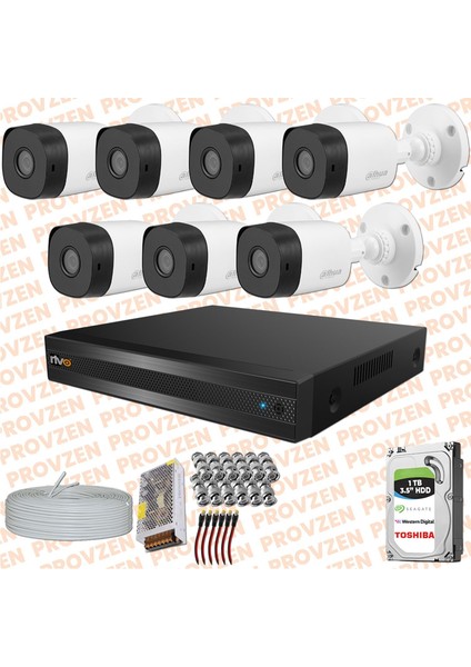 Rv Dahua 7 Kamera Fullhd Güvenlik Kamerası Set 1tb HDD