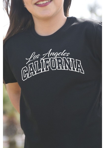 Çocukça Giy Çocukçagiy Los Angeles California  Baskılı Çocuk Pamuklu Bisiklet Yaka Tshirt