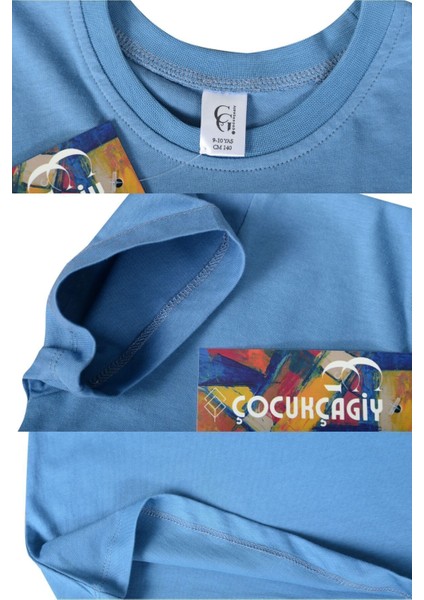 Çocukça Giy Çocukçagiy Kaykay Baskılı Erkek Çocuk Pamuklu Bisiklet Yaka Tshirt