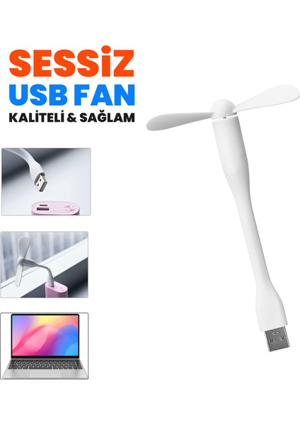 1 Adet Taşınabilir Esnek Sessiz USB Mini Fan Pervane, Küçük Vantilatör, Serinletici, El Fanı