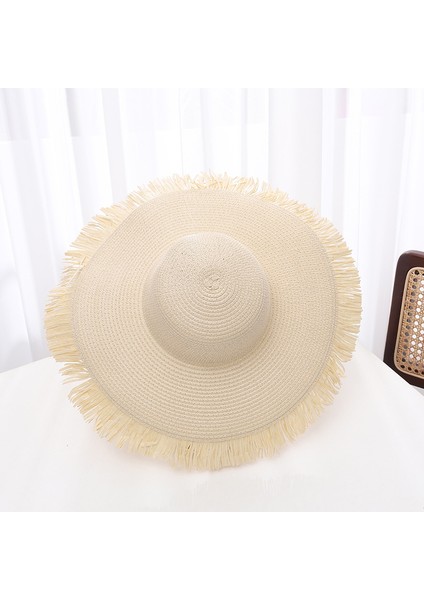 Çok Yönlü Büyük Kenarlı Ham Kenar Güneş Şapkası Güneş Şapkası Bayan Hasır Şapka (Yurt Dışından)