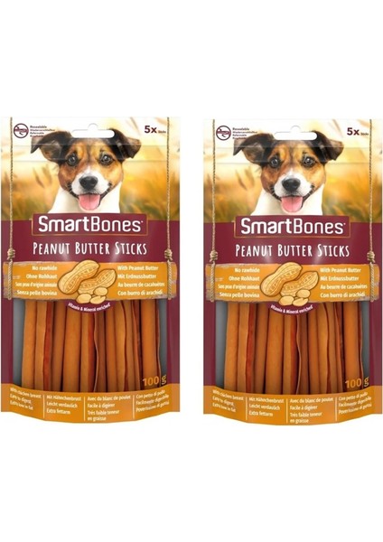 Smartbones Tavuklu ve Fıstık Ezmeli Stick Köpek Ödülü 5 Li 100 gr. x 2 Adet