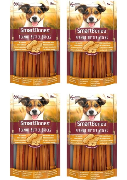 Smartbones Tavuklu ve Fıstık Ezmeli Stick Köpek Ödülü 5 Li 100 gr. x 4 Adet