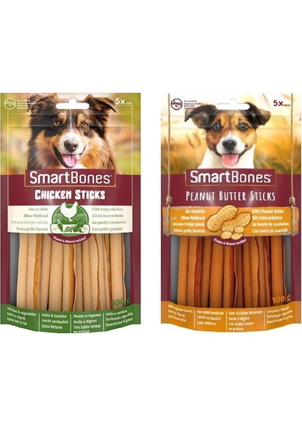 Smartbones 2 Çeşit Karma Stick Köpek Ödülü 5 Li 100 gr. x 2 Adet