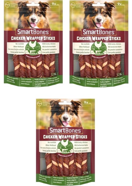 Smartbones Tavuk Sargılı Stick Mini Köpek Ödülü 9 Lu 128 gr. x 3 Adet