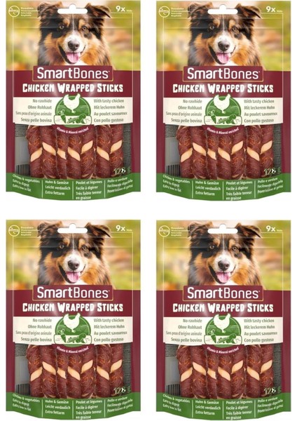 Smartbones Tavuk Sargılı Stick Mini Köpek Ödülü 9 Lu 128 gr. x 4 Adet