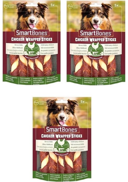 Smart Bones Smartbones Tavuk Sargılı Stick Medium Köpek Ödülü 5 Li 137 gr. x 3 Adet