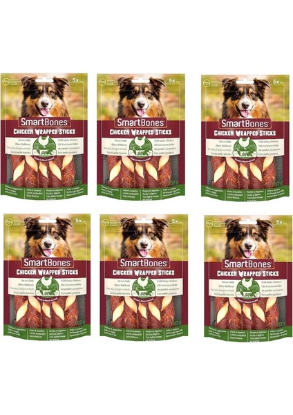 Smartbones Tavuk Sargılı Stick Medium Köpek Ödülü 5 Li 137 gr. x 6 Adet