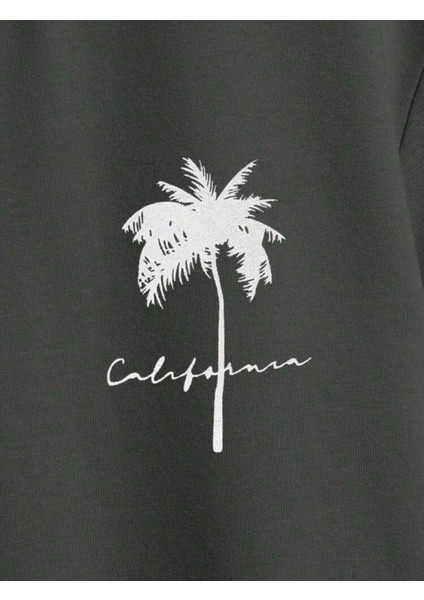 Çocukça Giy Çocukçagiy California Baskılı Erkek Kız Çocuk Pamuklu Bisiklet Yaka Tshirt