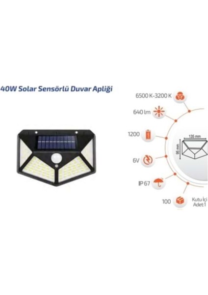 FL-3227 40W Solar Sensörlü Bahçe Duvar Armatürü Aplik modelleri