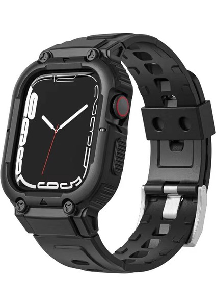 Watch 42MM Uyumlu WI-WB014 Armor Serisi 2in1 Sert Pc Kasa Koruyuculu Silikon Kordon Siyah