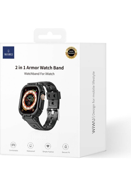 Watch 42MM Uyumlu WI-WB014 Armor Serisi 2in1 Sert Pc Kasa Koruyuculu Silikon Kordon Siyah fırsatları