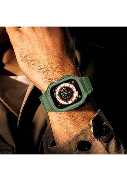 Watch Ultra 49MM Uyumlu WI-WB014 Armor Serisi 2in1 Sert Pc Kasa Koruyuculu Silikon Kordon Yeşil indirimleri