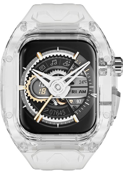 Watch 44MM Uyumlu WI-WB013 Rambo Serisi 2in1 Şeffaf Pc Kasa Koruyuculu Kauçuk Kordon Beyaz fiyatları