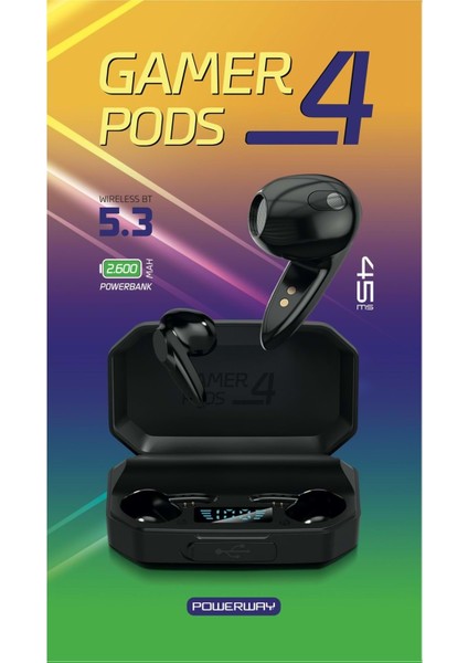 Gamer Pods 4 Dokunmatik Bluetoot Kulaklık 2600 Mah Powerbank