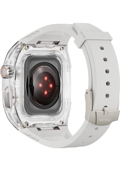 Watch 42MM Uyumlu WI-WB013 Rambo Serisi 2in1 Şeffaf Pc Kasa Koruyuculu Kauçuk Kordon Beyaz fiyatları