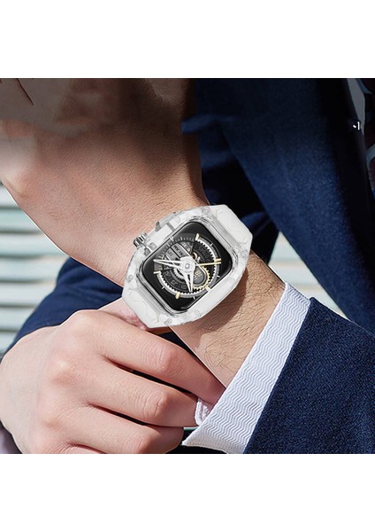 Watch 42MM Uyumlu WI-WB013 Rambo Serisi 2in1 Şeffaf Pc Kasa Koruyuculu Kauçuk Kordon Beyaz indirimleri