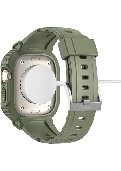Watch 7 45MM Uyumlu WI-WB014 Armor Serisi 2in1 Sert Pc Kasa Koruyuculu Silikon Kordon Yeşil modelleri